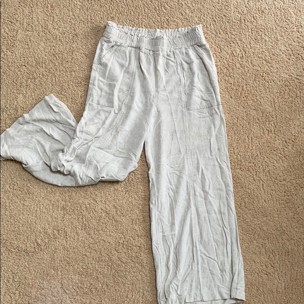 Khaki High Waisted Wide Leg Pants